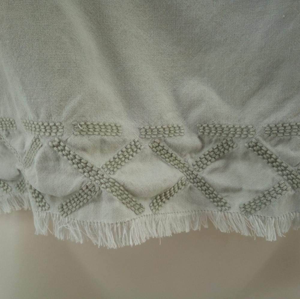 Cloth & Stone Mint Green Off the Shoulder Tribal Aztec Fringe Top S - Picture 8 of 12